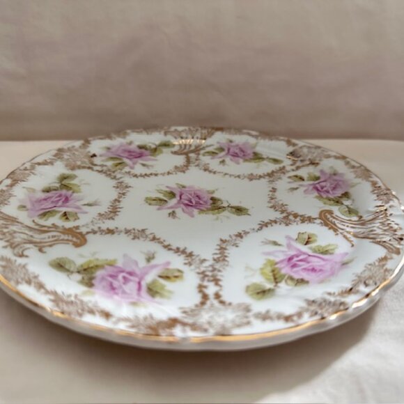 Antique Pink Rose Porcelain Trivet Plate - Picture 3 of 8
